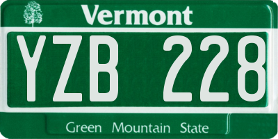 VT license plate YZB228