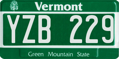VT license plate YZB229