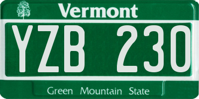VT license plate YZB230