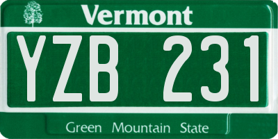 VT license plate YZB231