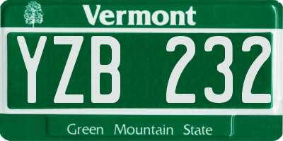 VT license plate YZB232