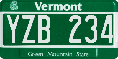 VT license plate YZB234