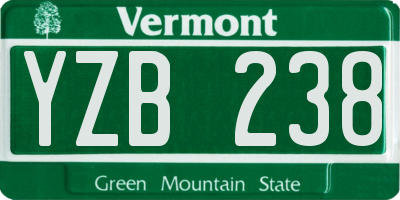 VT license plate YZB238