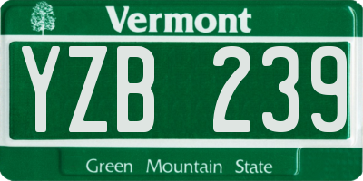 VT license plate YZB239