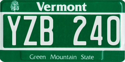 VT license plate YZB240