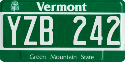VT license plate YZB242