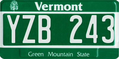 VT license plate YZB243