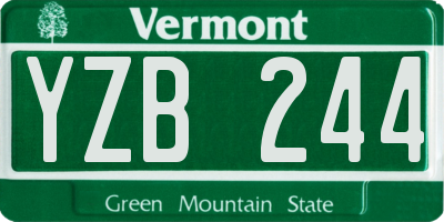 VT license plate YZB244