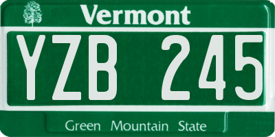 VT license plate YZB245