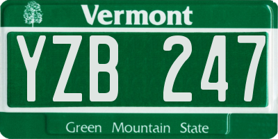 VT license plate YZB247