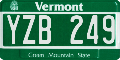 VT license plate YZB249