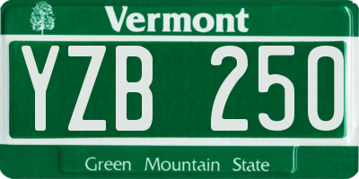 VT license plate YZB250
