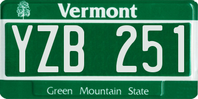 VT license plate YZB251