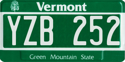 VT license plate YZB252