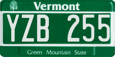 VT license plate YZB255