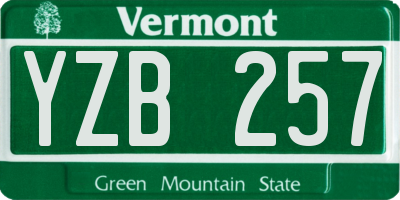 VT license plate YZB257
