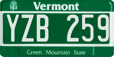 VT license plate YZB259