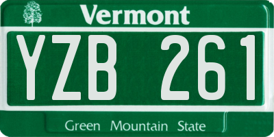 VT license plate YZB261