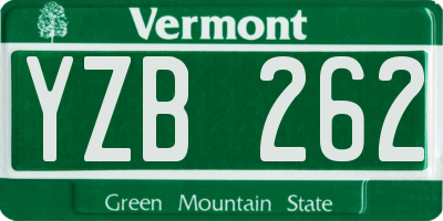 VT license plate YZB262