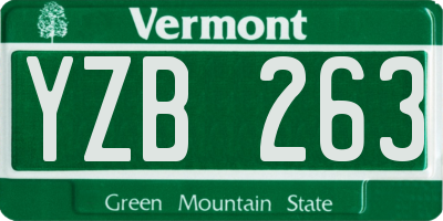 VT license plate YZB263