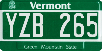 VT license plate YZB265