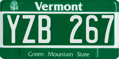 VT license plate YZB267