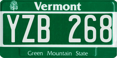 VT license plate YZB268