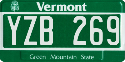 VT license plate YZB269