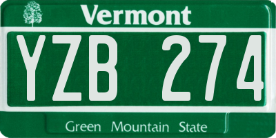 VT license plate YZB274