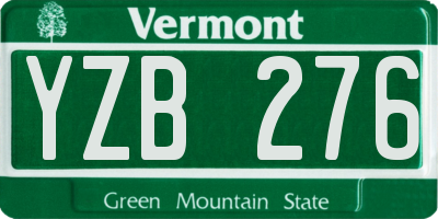 VT license plate YZB276