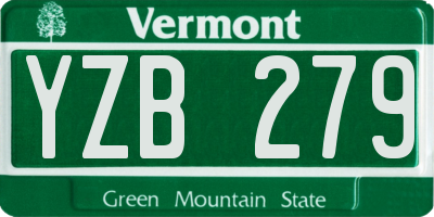VT license plate YZB279