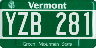 VT license plate YZB281