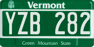 VT license plate YZB282