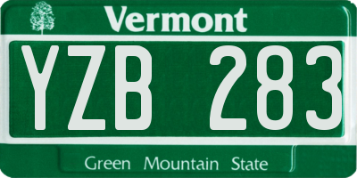 VT license plate YZB283