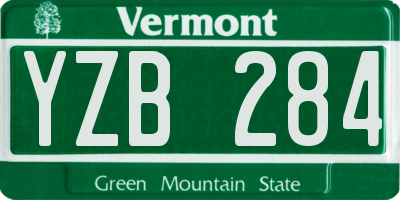 VT license plate YZB284