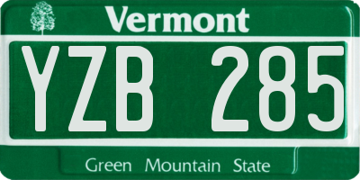 VT license plate YZB285