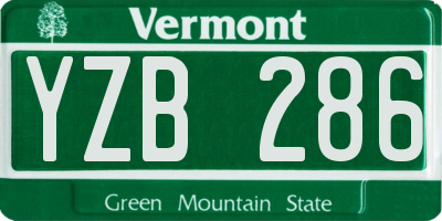 VT license plate YZB286