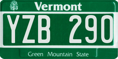VT license plate YZB290
