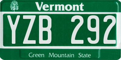 VT license plate YZB292