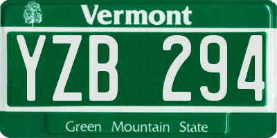 VT license plate YZB294