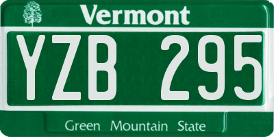 VT license plate YZB295