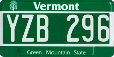 VT license plate YZB296