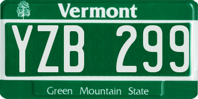 VT license plate YZB299