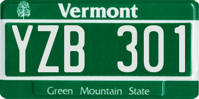 VT license plate YZB301
