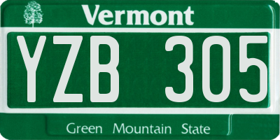 VT license plate YZB305
