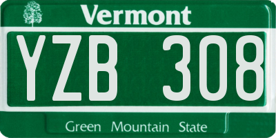 VT license plate YZB308
