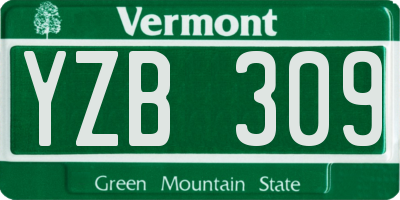 VT license plate YZB309