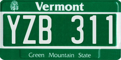 VT license plate YZB311