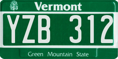 VT license plate YZB312