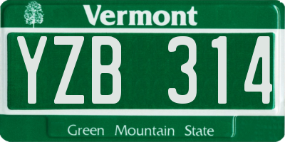 VT license plate YZB314